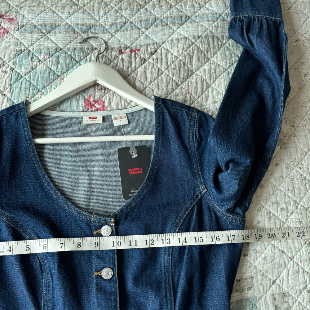 Levi’s Veda Denim Button-Front Dress Size M Cotton Dark Wash - Picture 9 of 15